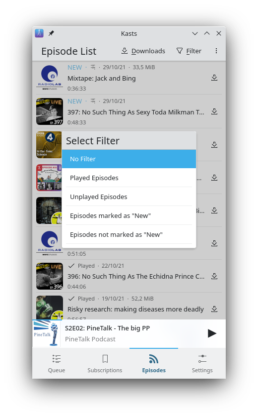 New filter capabilities on episode list view