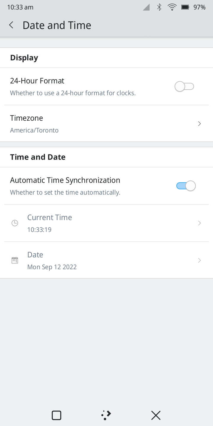 Date and time configuration