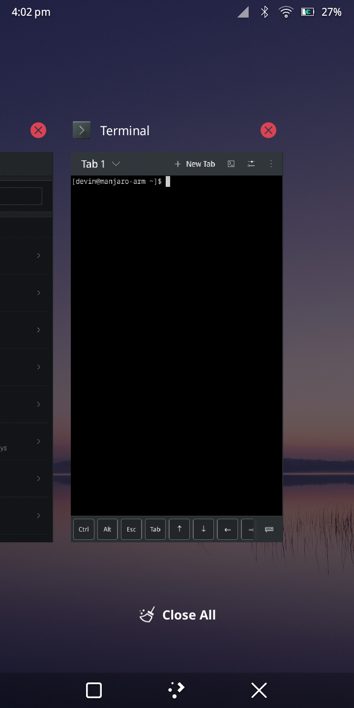 Close all button in task switcher