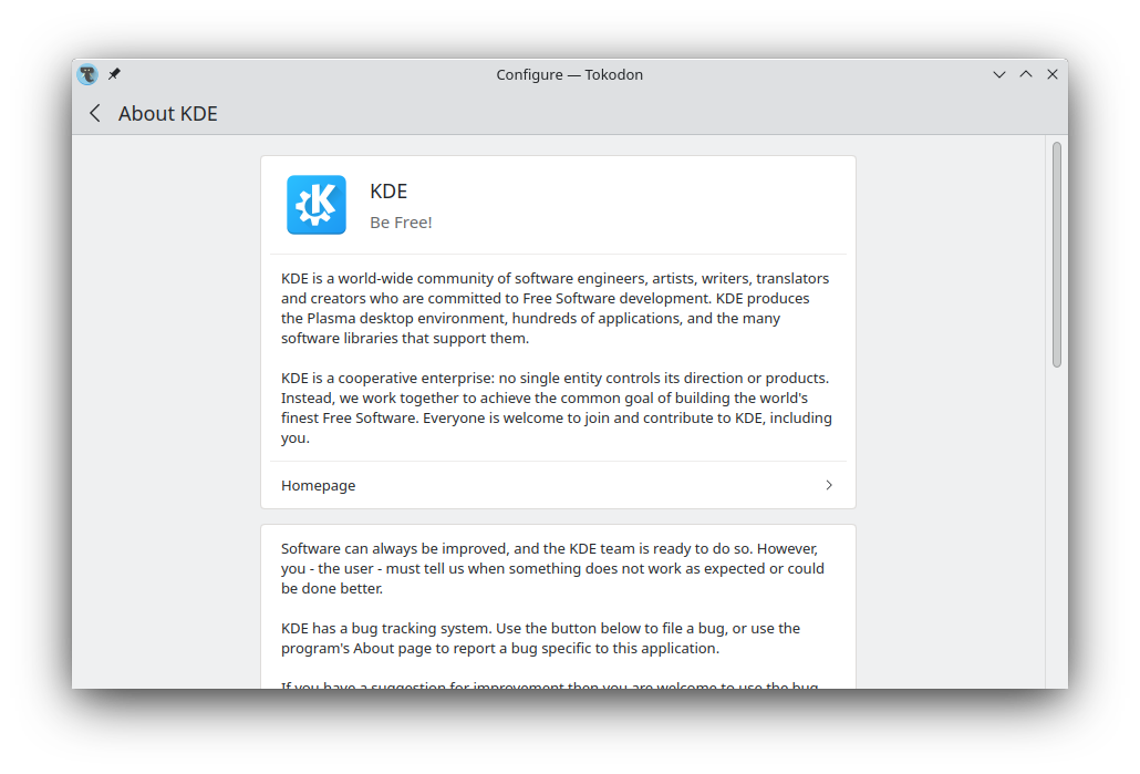 About KDE page