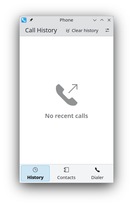 Screenshot of the empty call history